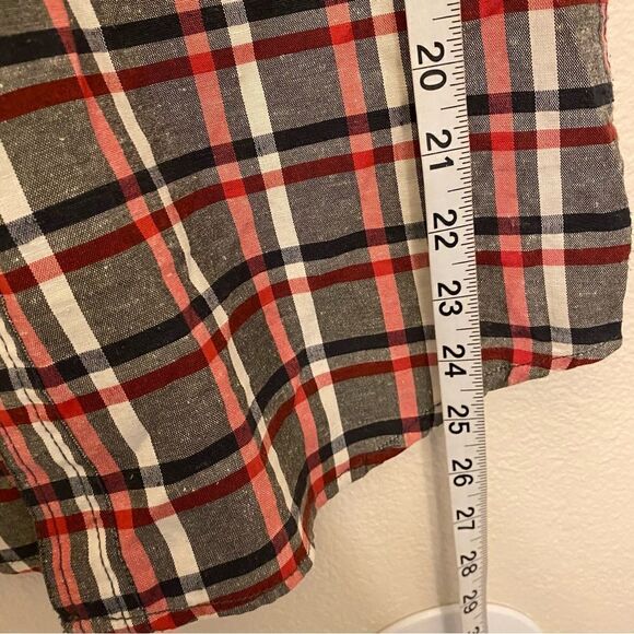 FOR HIM LONDON Union Jack Label casual Button Up Plaid Slim Fit Shirt -M - Picture 3 of 8